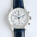 Breitling 1884 chronometre navitimer 43MM in Diameter B01 Movement Men's Mechanical White Wrist Watch with Complication